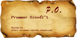 Prommer Ozsvát névjegykártya